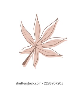 Abstract maple leaf. Minimalistic art in pastel colors. Design element for wall art, social media, posters, stickers and invitations. Modern vector illustration in flat style.