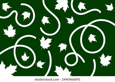 Abstract maple leaf seamless pattern. Doodle line ornament, elegant nature art. Vector illustration