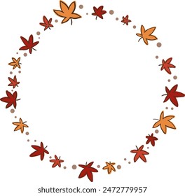 Abstract maple leaves wreath illustration for decoration on nature and Thanksgiving festival.