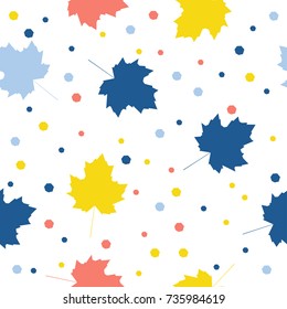 Abstract maple seamless pattern background. Childish handmade crafted cover for design card, wallpaper, album, scrapbook, holiday wrapping paper, textile fabric, bag print, t shirt etc.