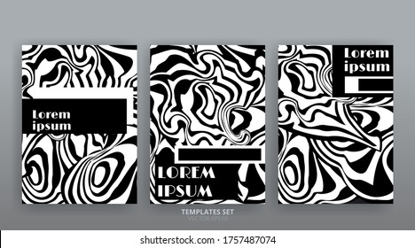 Resumen de la plantilla de diseño de carteles publicitarios de textura marable. Diseño moderno de póster de líneas geométricas y cubierta de fluidos. Glitch fondo creativo, folleto vector, invitación, presentación, banner de venta.