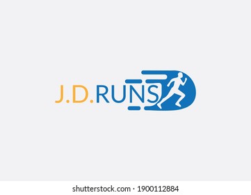 Abstract marathon run vector emblem logo design