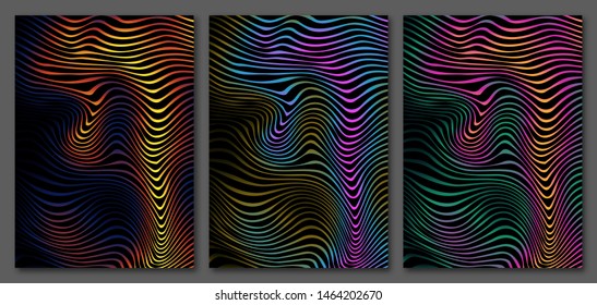 Abstract marble A4 size texture with colorful bright lines volume pattern. Templates for presentations, flyers, cards, invitations, packaging, covers.