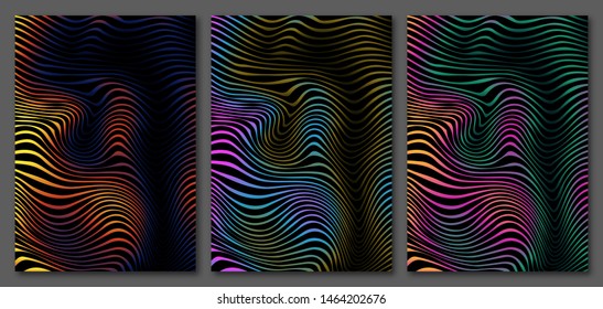 Abstract marble A4 size texture with colorful bright lines volume pattern. Templates for presentations, flyers, cards, invitations, packaging, covers.
