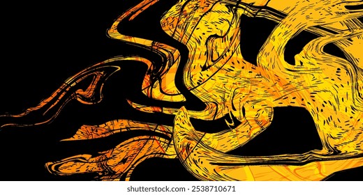 Abstract marble background fluid art painting alcohol ink style with a mix of black, gold colours. Beautiful swirl marble background.water art