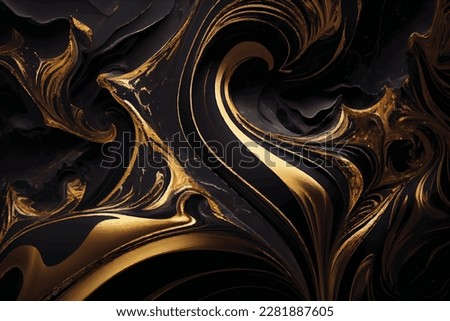 Abstract marble background fluid art painting alcohol ink style with a mix of black, gold colours. Beautiful swirl marble background.