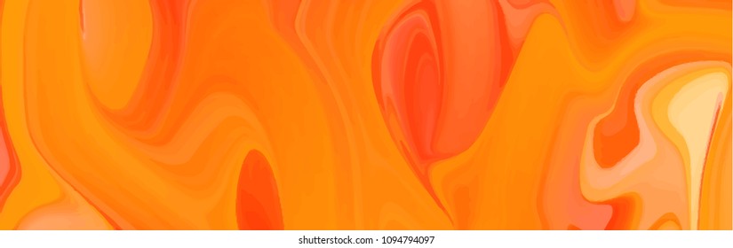 Abstract marble background. Orange paint fluid wawes. Vector illustration