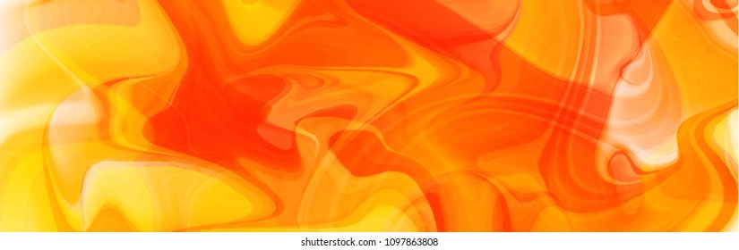 Abstract marble background. Orange paint fluid waves. Vector illustration
