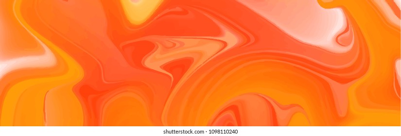 Abstract marble background. Orange paint fluid wawes. Vector illustration