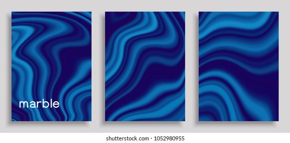 Abstract marble background set. Colorful paint fluid wawes