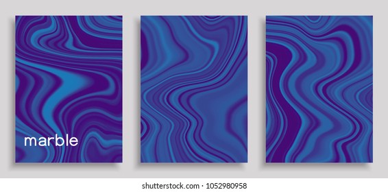 Abstract marble background set. Colorful paint fluid wawes