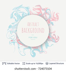 Abstract marble background. Vector ink texture. Soft colors and text.