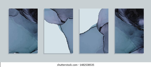 Abstract marble card set for wedding, presentation, cover, invitation. Vector illustration