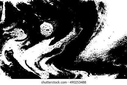 Abstract marble illustration. Vector with marbling textures. Black and white colors.