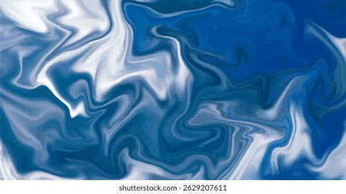 An abstract marble like swirl of blue and white fluid shapes creating a dynamic, aquatic inspired texture.