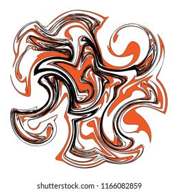 Abstract marble orange, black and white, two-color vector background with spots and splashes. Abstract handmade vector background, background in shades of orange.