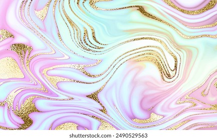 Abstract marble painting background design with gold waves texture.