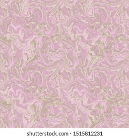 Abstract marble pattern, Ebru style in gentile pink and powder colour with accents of pastel green colour. Seamless vector pattern.