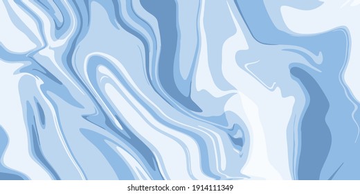 Abstraktes Marmormuster, flüssige Aquarellfarbe auf Papier. Blaue Pastellfarben. Handgezeichnet, Vektorhintergrund. Flüssigkeitsfarbene Farbe auf Wasser. Trendfarbene Textilien, Gewebe, Umhüllung. Flüssigfarbenmalerei auf Wasser
