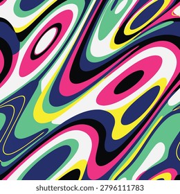 Abstract marble pattern with swirling multicolored liquid lines. Vibrant fluid shapes create dynamic modern surface design for digital backgrounds.