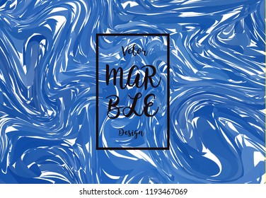 Abstract marble pattern, watercolor marble pattern. Ebru style. Blue colors. Hand drawn vector background. Trendy textile, fabric, wrapping. Aqua ink painting on water.