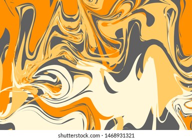 abstract marble patterns, wood texture, watercolor marble patterns. Orange and yellow. Vector background. Trendy textiles, fabrics, wrappers. Aqua ink painting on water