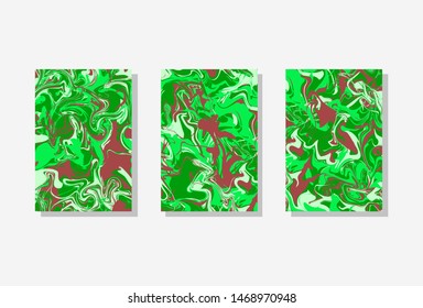 abstract marble patterns, wood texture, watercolor marble patterns. Green and dark red. Vector background. Trendy textiles, fabrics, wrappers. Aqua ink painting on water