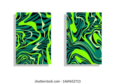 abstract marble patterns, wood texture, watercolor marble patterns. Bright green and dark green. Vector background. Textile, factory. Ink painting on water