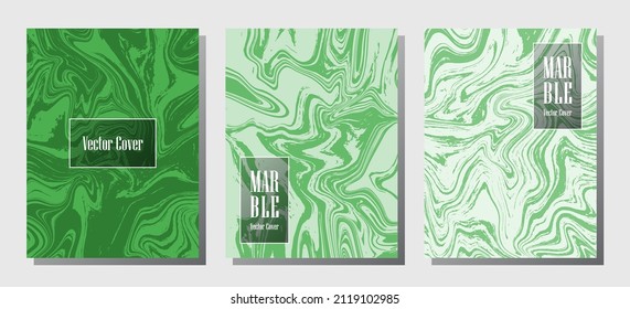 Abstract marble prints, vector cover design templates. Fluid marble stone texture iInteriors fashion magazine backgrounds  Corporate journal patterns set of liquid paint waves. Flyers, banners set.