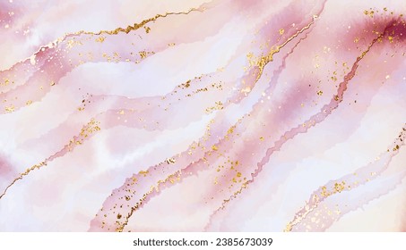Abstract marble stone background design with gold waves and glitter dust.