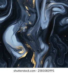 Abstract marble swirls in shades of gray, black, and metallic gold