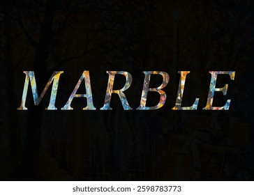 Abstract Marble Text Effect Design Black Background
