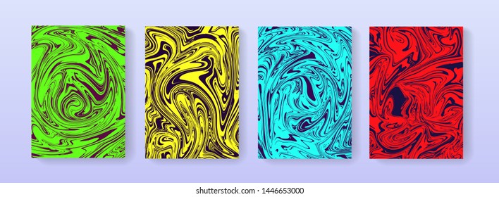 Abstract marble texture with liquid colors background. A4 size cover with bright liquid paints. Modern trendy placard. Template design for presentation, banner, poster, package, cover, print, flayer.