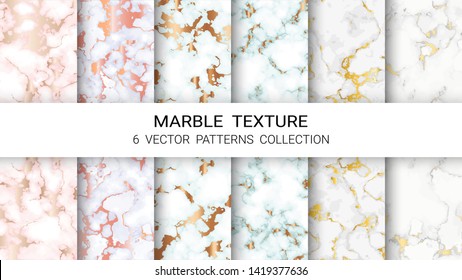 Abstract Marble Texture, Premium Set of Vector Patterns Collection, Background Template Suitable for Luxury Products Brands with Golden Foil and Linear Style (Vector EPS10, Fully Editable)