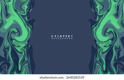 Abstract marble texture with swirling patterns in green and blue. fluid style background modern digital art with dynamic, psychedelic. Perfect for posters, covers, website social media. vector