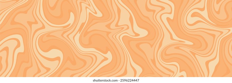 An abstract marble vector background featuring smooth, wavy patterns in warm shades of orange and beige. 