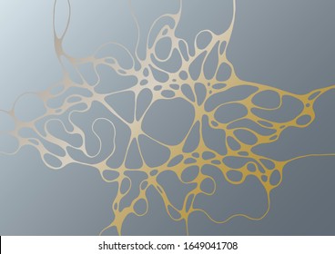 Abstract marble vector design for wedding invitation template, web, banner, card, pattern and wallpaper. Gold gray wavy grid texture background. Luxury wallpaper graphic design with curve lines cells.