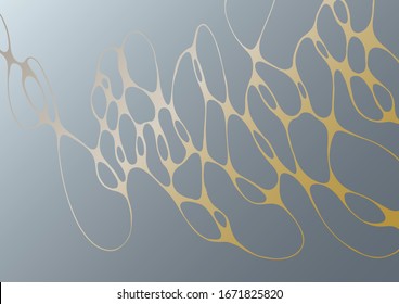 Abstract marble vector design for wedding invitation template, web, banner, card, pattern and wallpaper. Gold gray wavy grid texture background. Luxury wallpaper graphic design with curve lines cells.