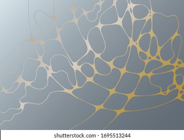 Abstract marble vector design for wedding invitation template, web, banner, card, pattern and wallpaper. Gold gray wavy grid texture background. Luxury wallpaper graphic design with curve lines cells.