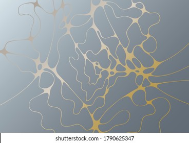 Abstract marble vector design for wedding invitation template, web, banner, card, pattern and wallpaper. Gold gray wavy grid texture background. Luxury wallpaper graphic design with curve lines cells.