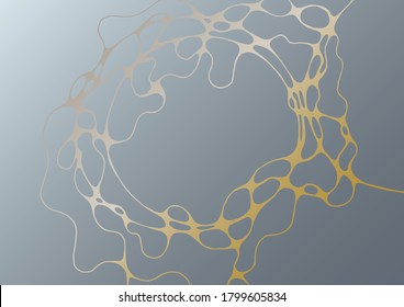 Abstract marble vector design for wedding invitation template, web, banner, card, pattern and wallpaper. Gold gray wavy grid texture background. Luxury wallpaper graphic design with curve lines cells.