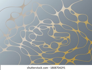 Abstract marble vector design for wedding invitation template, web, banner, card, pattern and wallpaper. Gold gray wavy grid texture background. Luxury wallpaper graphic design with curve lines cells.