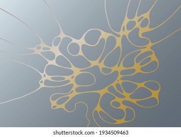 Abstract marble vector design for wedding invitation template, web, banner, card, pattern and wallpaper. Gold gray wavy grid texture background. Luxury wallpaper graphic design with curve lines cells.