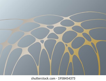 Abstract marble vector design for wedding invitation template, web, banner, card, pattern and wallpaper. Gold gray wavy grid texture background. Luxury wallpaper graphic design with curve lines cells.