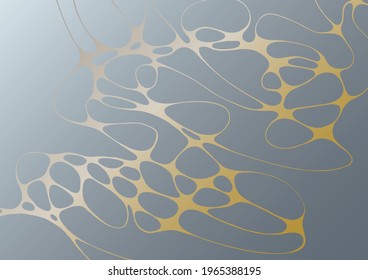 Abstract marble vector design for wedding invitation template, web, banner, card, pattern and wallpaper. Gold gray wavy grid texture background. Luxury wallpaper graphic design with curve lines cells.