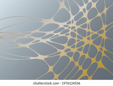 Abstract marble vector design for wedding invitation template, web, banner, card, pattern and wallpaper. Gold gray wavy grid texture background. Luxury wallpaper graphic design with curve lines cells.