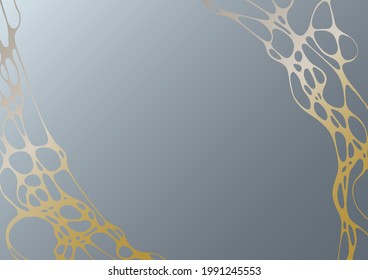Abstract marble vector design for wedding invitation template, web, banner, card, pattern and wallpaper. Gold gray wavy grid texture background. Luxury wallpaper graphic design with curve lines cells.