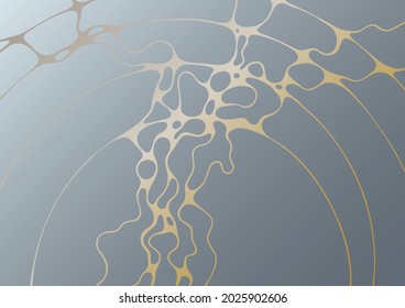 Abstract marble vector design for wedding invitation template, web, banner, card, pattern and wallpaper. Gold gray wavy grid texture background. Luxury wallpaper graphic design with curve lines cells.
