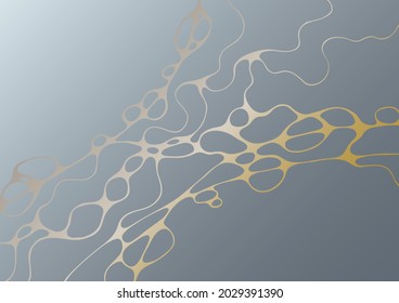 Abstract marble vector design for wedding invitation template, web, banner, card, pattern and wallpaper. Gold gray wavy grid texture background. Luxury wallpaper graphic design with curve lines cells.