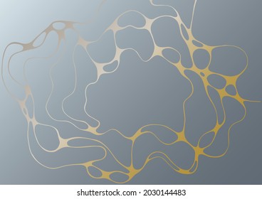 Abstract marble vector design for wedding invitation template, web, banner, card, pattern and wallpaper. Gold gray wavy grid texture background. Luxury wallpaper graphic design with curve lines cells.